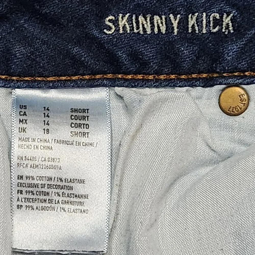 AMERICAN EAGLE Cut-Off Jean Shorts Skinny - Sz 14 - Picture 4 of 4